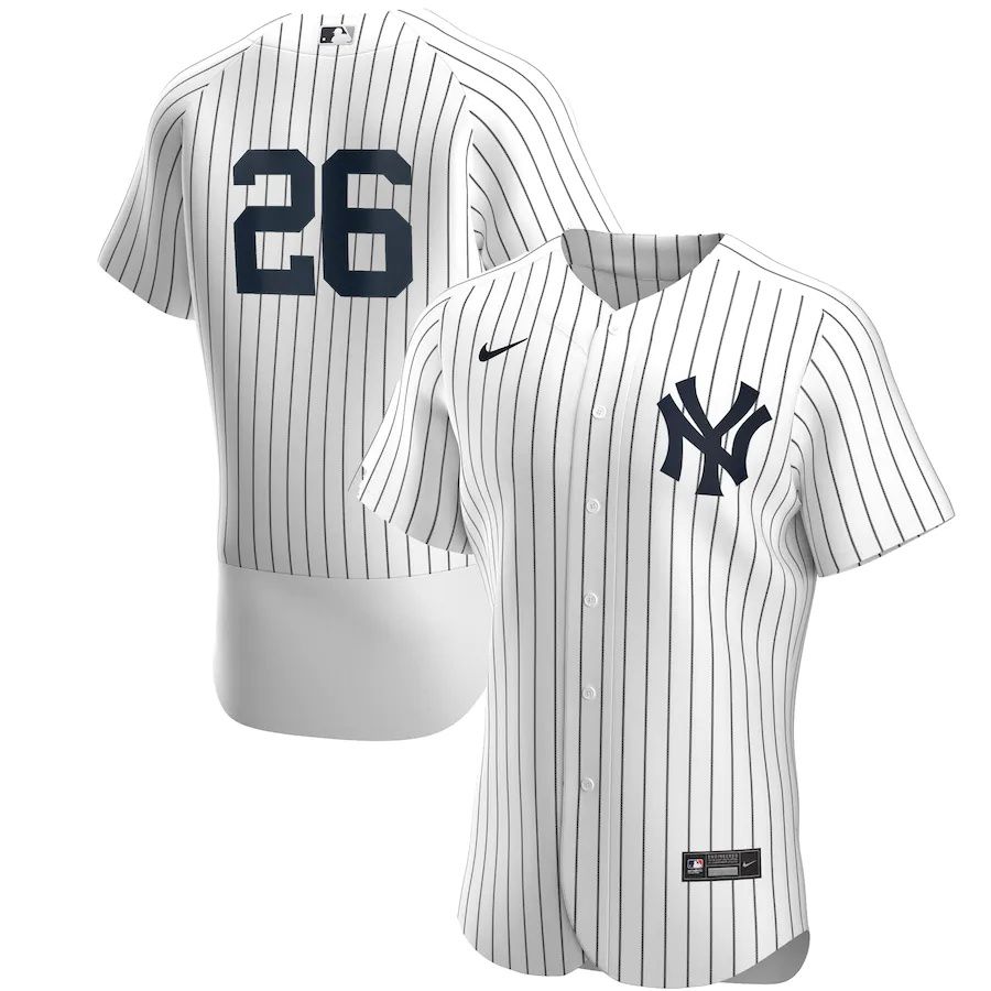 Mens New York Yankees #26 DJ LeMahieu Nike White Navy Home Authentic Player MLB Jerseys->new york yankees->MLB Jersey